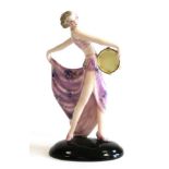 An Art Deco Goldscheider Figure, designed by Josef Lorenzl, model 6759, a female Tarantella