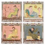 Walter Crane (British, 1845-1915) for Maw and Co: A Set of Four The Seasons 8'' Picture Tiles,