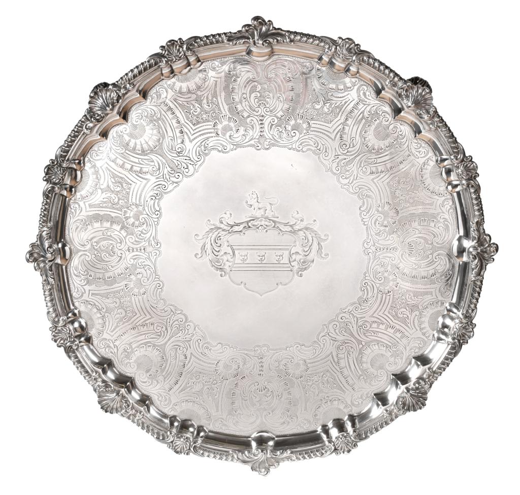 A Very Large George III Silver Salver, maker's mark WS possibly for William Stroud, London, 1815,