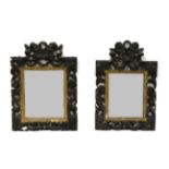 An 18th Century Italian Rectangular Wall Mirror, the carved, gilded and brown painted frame carved