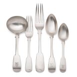 A Part Service of George III Provincial Silver Fiddle Pattern Flatware, marks of Thomas Watson and