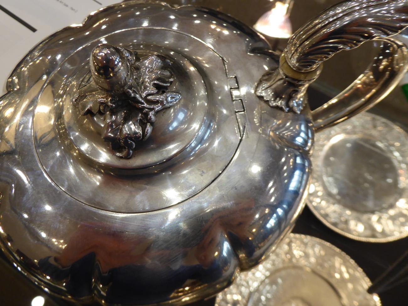 A William IV Silver Three Piece Tea and Coffee Service, Paul Storr, London 1836/37, of melon - Image 11 of 14
