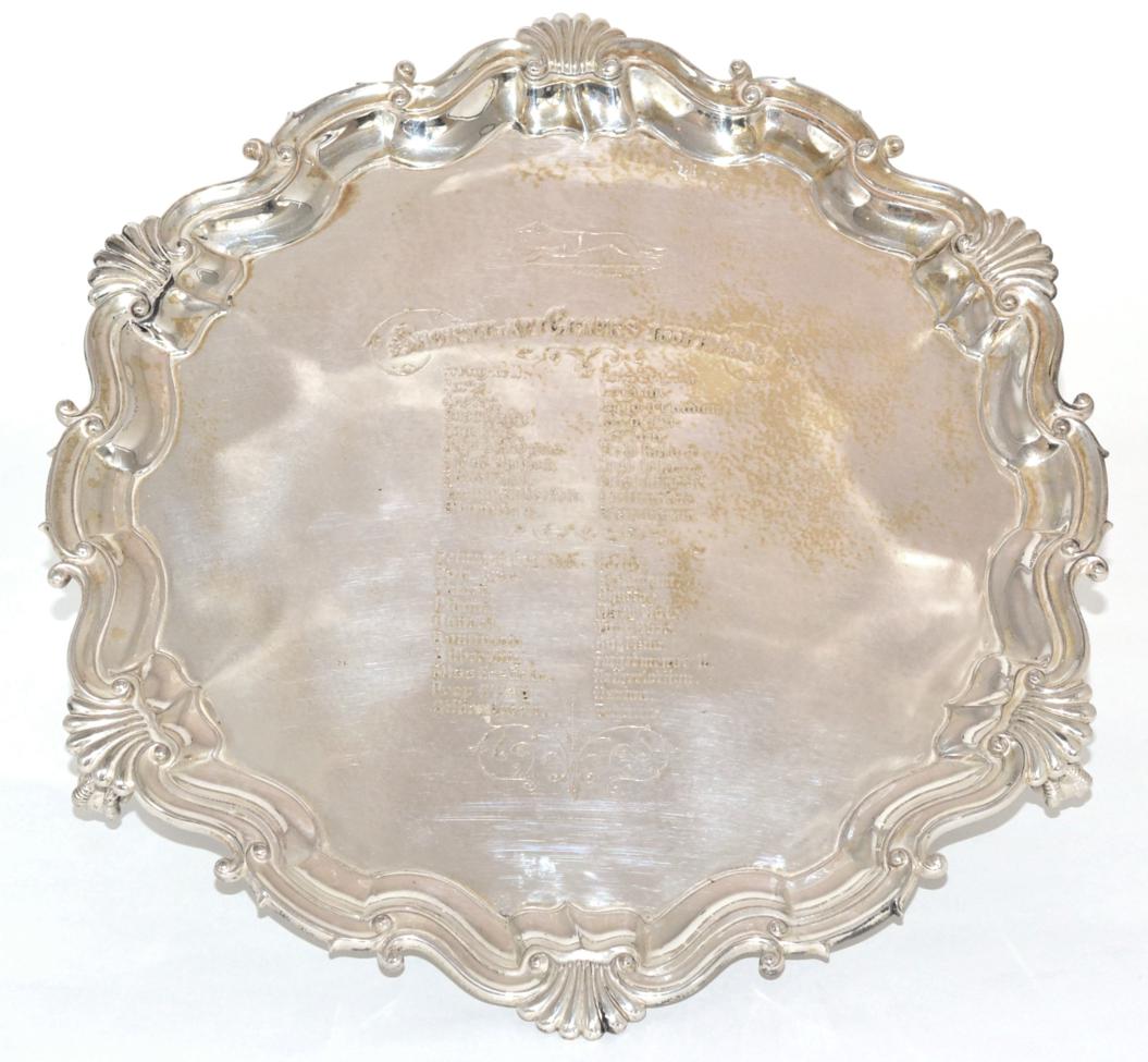 Coursing Interest - A Victorian Silver Salver, Martin Hall & Co, London 1893, with shaped scroll and