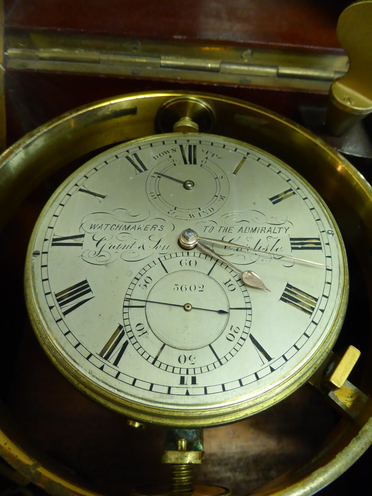 A Mahogany Two Day Marine Chronometer, signed Grant & Son, Carlisle, Watchmaker to the Admiralty, - Image 8 of 12