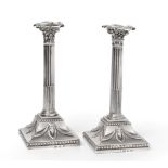 A Pair of Small George III Silver Candlesticks, George Ashforth & Co, Sheffield 1775, with