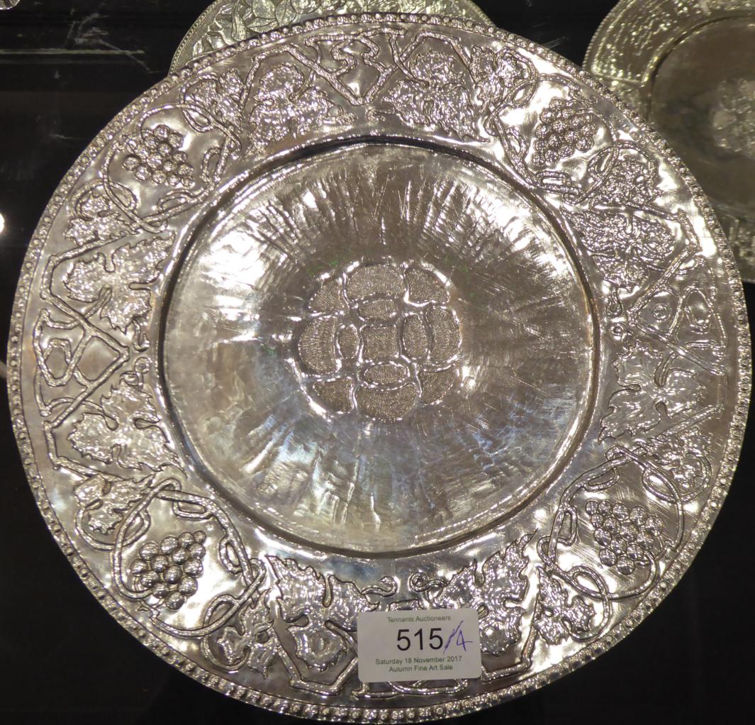 A Set of Four Edwardian Arts & Crafts Silver Plates, Thomas Adolphus Falcon, Birmingham 1902, each - Image 3 of 11