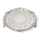 A Late Victorian Circular Silver Salver, Mappin & Webb, London 1899, with gadroon, shell and C