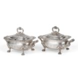 A Pair of George III Silver Sauce Tureens and Covers, John Edward Terry, London 1815, with shell,