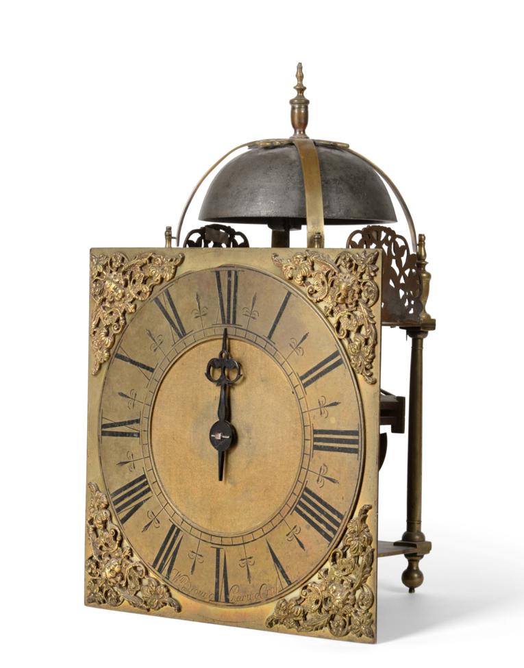 A Late 17th Century Square Dial Lantern Clock, signed Wm Young, Charing Cross, circa 1695, four