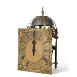 A Late 17th Century Square Dial Lantern Clock, signed Wm Young, Charing Cross, circa 1695, four