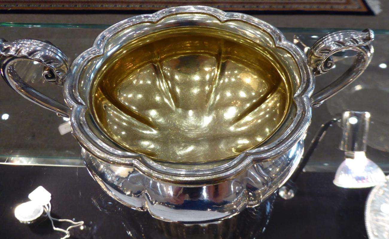 A William IV Silver Three Piece Tea and Coffee Service, Paul Storr, London 1836/37, of melon - Image 10 of 14
