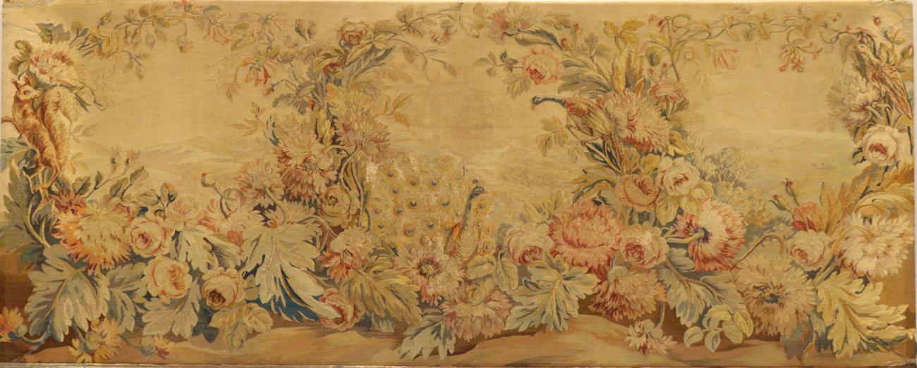 Aubusson Panel Central France, 18th/19th century Woven in silk and wool, the field with garlands