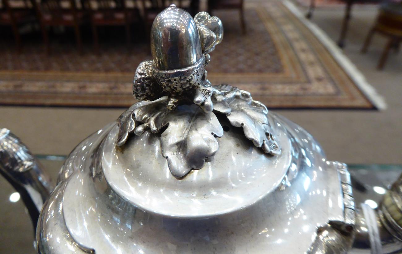 A William IV Silver Three Piece Tea and Coffee Service, Paul Storr, London 1836/37, of melon - Image 2 of 14