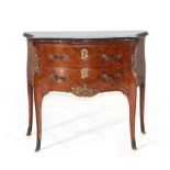 A French Louis XV Style Rosewood, Kingwood and Tulipwood Two Drawer Commode, 19th century, the rouge