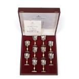 A Set of Ten Parcel-Gilt Silver Queen's Beasts Goblets, Garrard & Co, London 1977, produced to