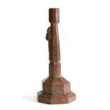 Mouseman: A Robert Thompson English Oak Candlestick, octagonal column and base, mounted on an
