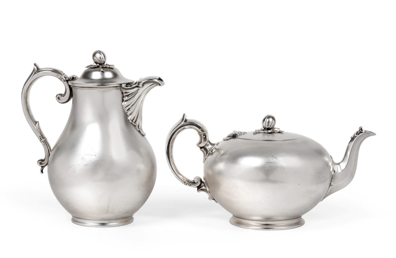 An Early Victorian Silver Teapot and Hot Water Jug, Edward, Edward Jnr, John & William Barnard,