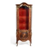 A Louis XIV Style Rosewood and Gilt Metal Mounted Vitrine, circa 1900, with red velvet lined