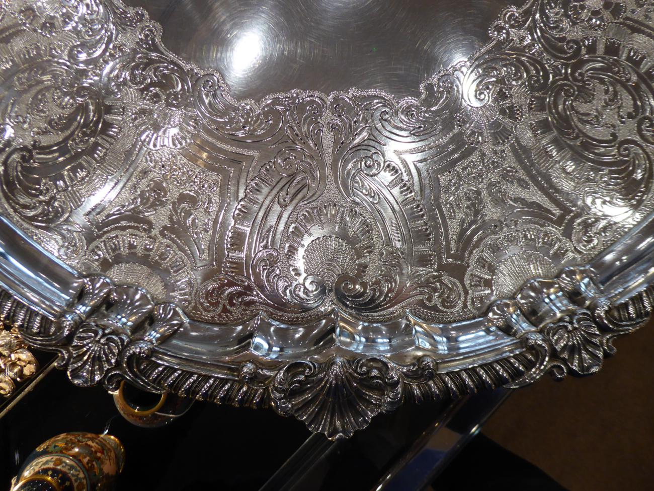 A Very Large George III Silver Salver, maker's mark WS possibly for William Stroud, London, 1815, - Image 3 of 6