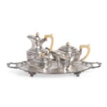 A George V Silver Four Piece Tea Service, James R Ogden, London 1931, of circular form, the shoulder