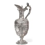 A Victorian Silver Cellini Pattern Claret Jug, Elkington & Co (Frederick Elkington), London 1880,