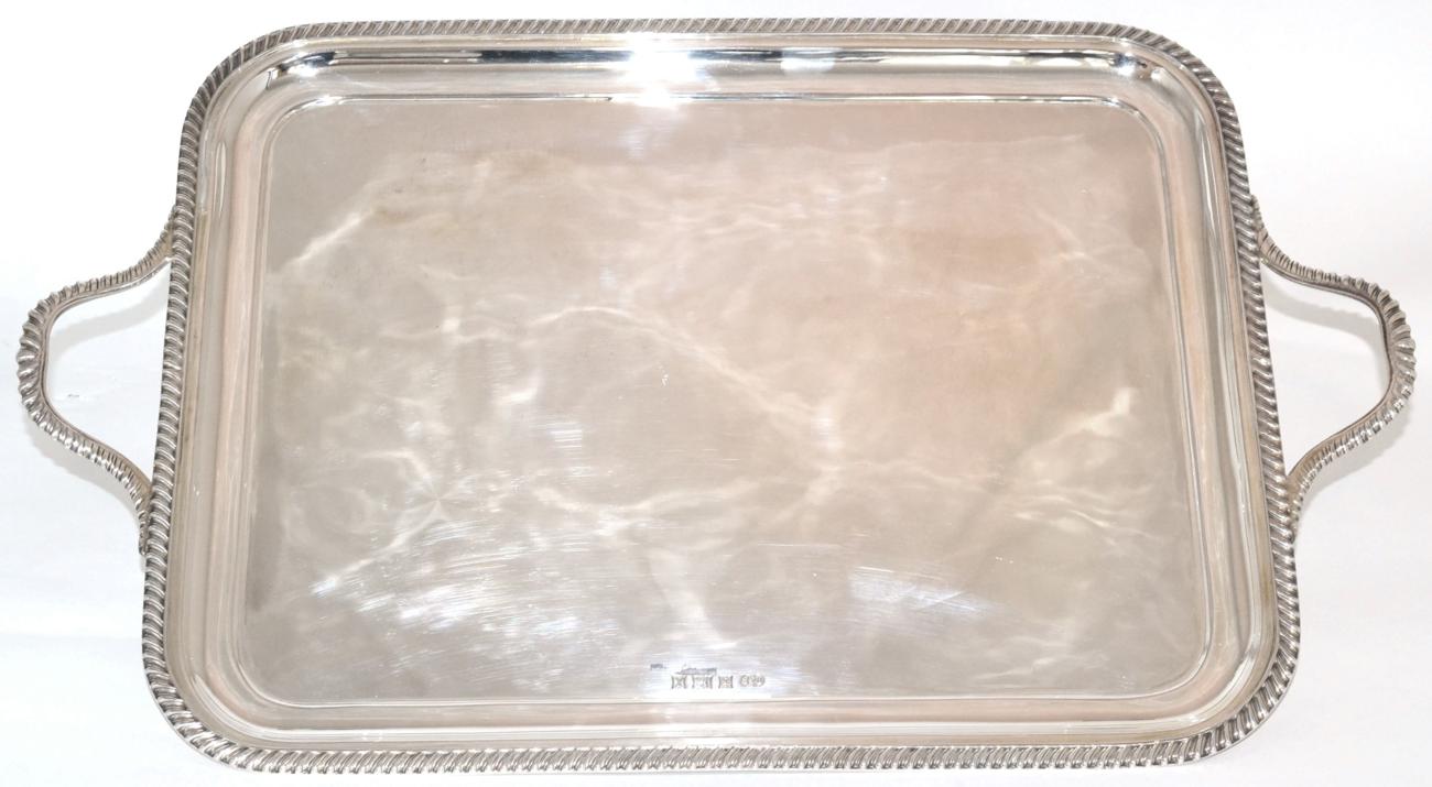 A Silver Twin Handled Tray, Deakin & Francis, Birmingham 1972, rectangular with gadroon border, 55.