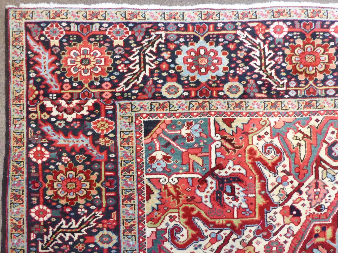 Heriz Carpet Iranian Azerbaijan, circa 1910 The field with angular vines centred by a large indigo - Image 2 of 4