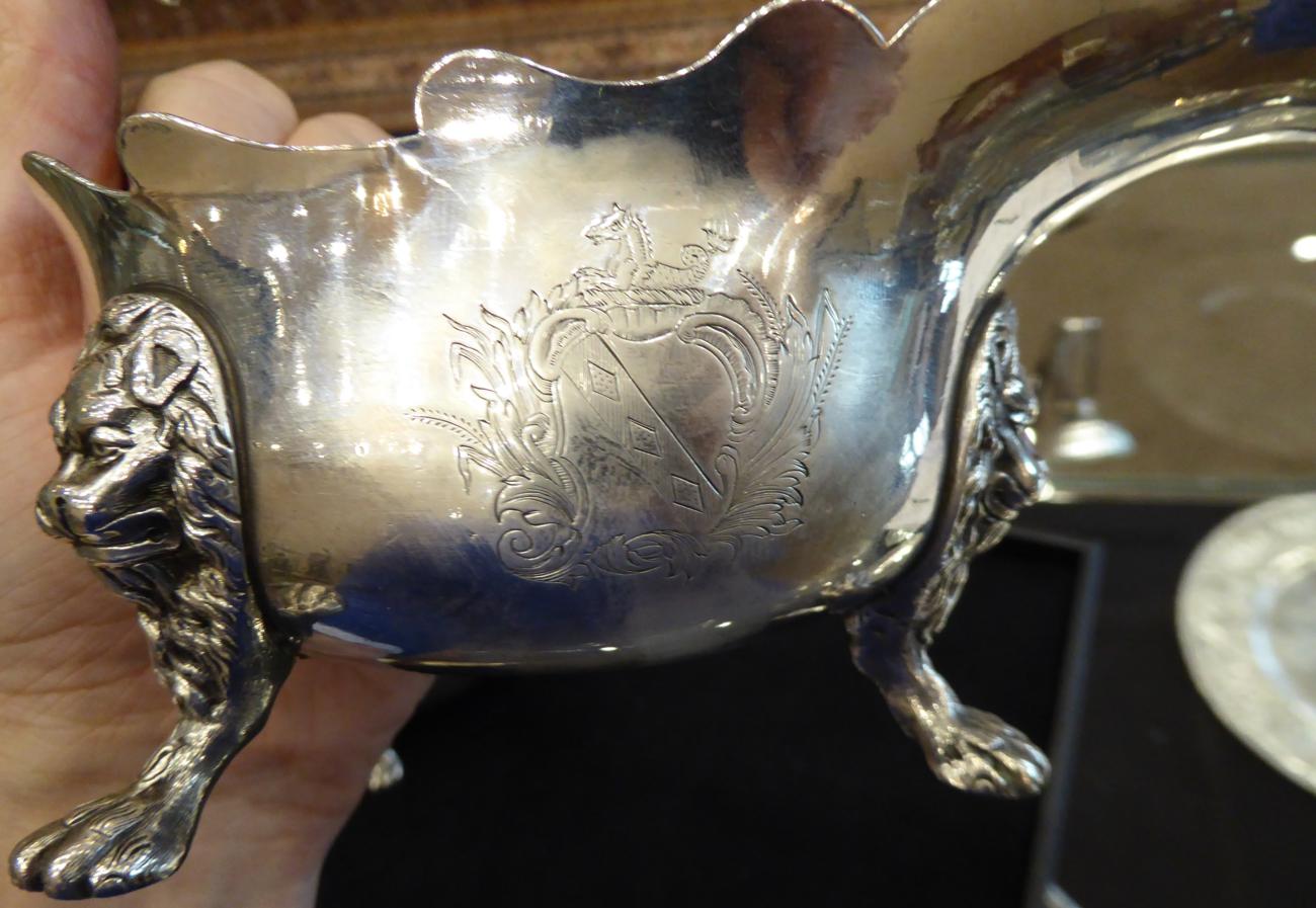 A Pair of George II Provincial Silver Sauceboats, James Kirkup Newcastle 1747, with shaped rim, - Image 6 of 7