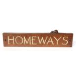 Mouseman: A Robert Thompson English Oak Rectangular House Sign, lettered HOMEWAYS and highlighted in