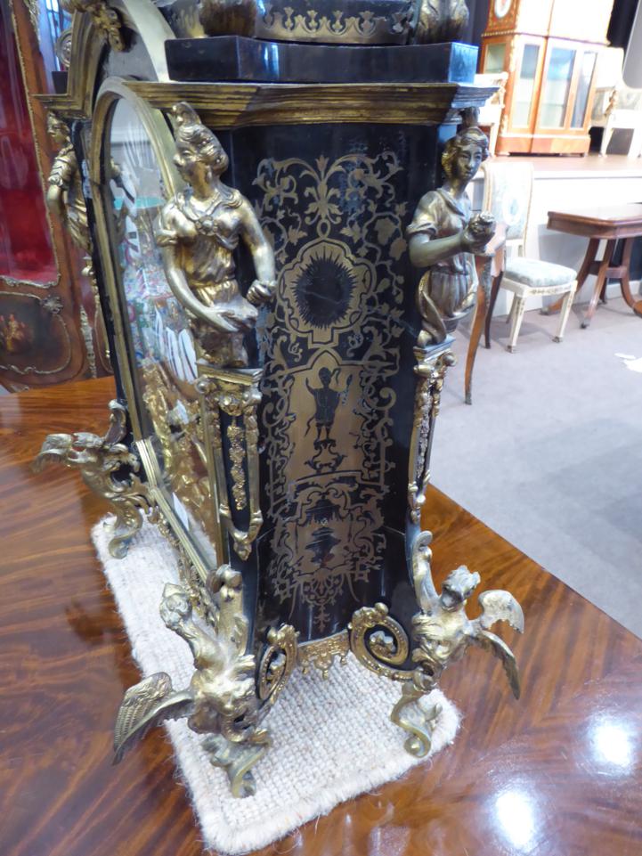 A Louis XIV Style ''Boulle'' Striking Table Clock, circa 1870, the elaborate case with tortoiseshell - Image 5 of 9