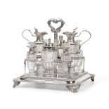 A Fine George III Regency Silver Eight Bottle Cruet Stand, Paul Storr, London 1818, the almost