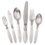 A Service of Georg Jensen Silver Cactus Pattern Flatware, 1915-27 mark, stamped 925S and with