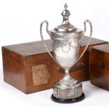 An Edwardian Silver Twin Handled Trophy Cup and Cover, Samuel Smith & Son Ltd, London 1901, of