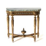 A French Giltwood Pier Table, 19th century, of Louis XVI design, the green and white marble