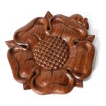 Mouseman: A Robert Thompson Carved English Oak Yorkshire Rose, with carved mouse signature, 17.5cm