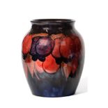 William Moorcroft (British, 1872-1945): A Flambé Wisteria Pattern Vase, impressed MOORCROFT MADE