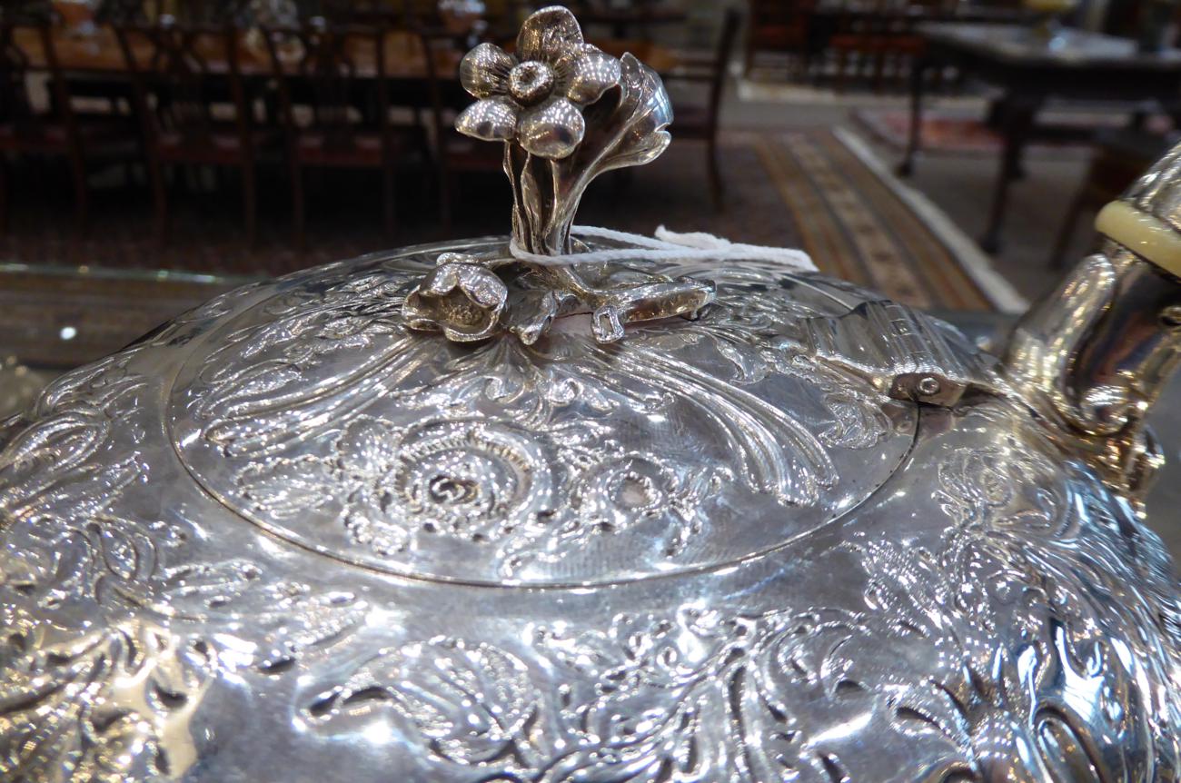 A George IV Silver Teapot, Paul Storr, London 1829, of inverted baluster shape, with foliate - Image 2 of 9