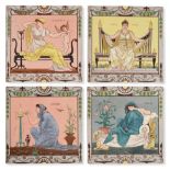 Walter Crane (British, 1845-1915) for Maw and Co: A Set of Four The Times of Day 8'' Picture