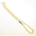 Mikimoto cultured pearl single strand necklace, with a pearl set clasp, stamped with Mikimoto