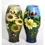 Two Burmantofts faience vases decorated with flowers