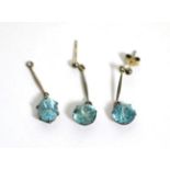 A pair of blue zircon earrings and a zircon pendant4.12g gross