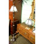 An early 20th century American patinated metal table lamp, by Edward Miller & Co, with an