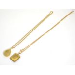 A 9 carat gold locket pendant on chain and another locked pendant on chain (2)20.3g gross