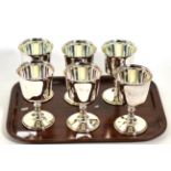 A set of six silver goblets