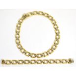 A 9 carat two colour gold necklace and bracelet set 42.9g gross