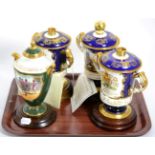 Four Ainsley commemorative twin handled cups and covers for three for Queen Elizabeth II and one for
