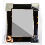 White metal mounted tortoiseshell mirror, unmarked