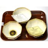 Three Royal Worcester Royal commemorative octagonal bowls