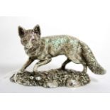 A filled silver model of a fox, Mappin & Webb, Birmingham date indistinct possibly 1989, 13cm long