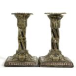 A pair of Victorian dwarf silver candlesticks John Aldwinckle & Thomas Slater, London 1885, of